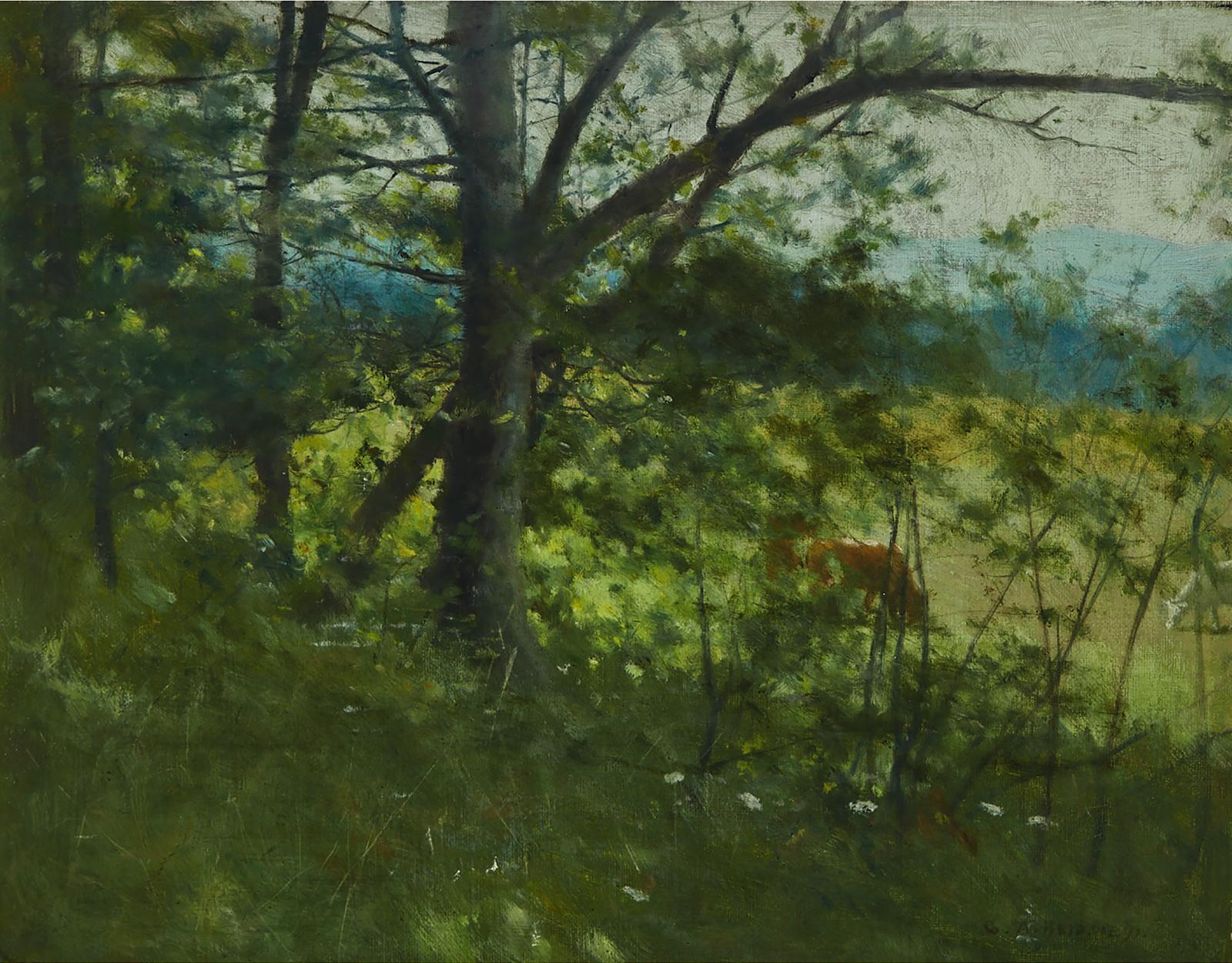 George Agnew Reid (1860-1947) - Cattle In A Forest Clearing