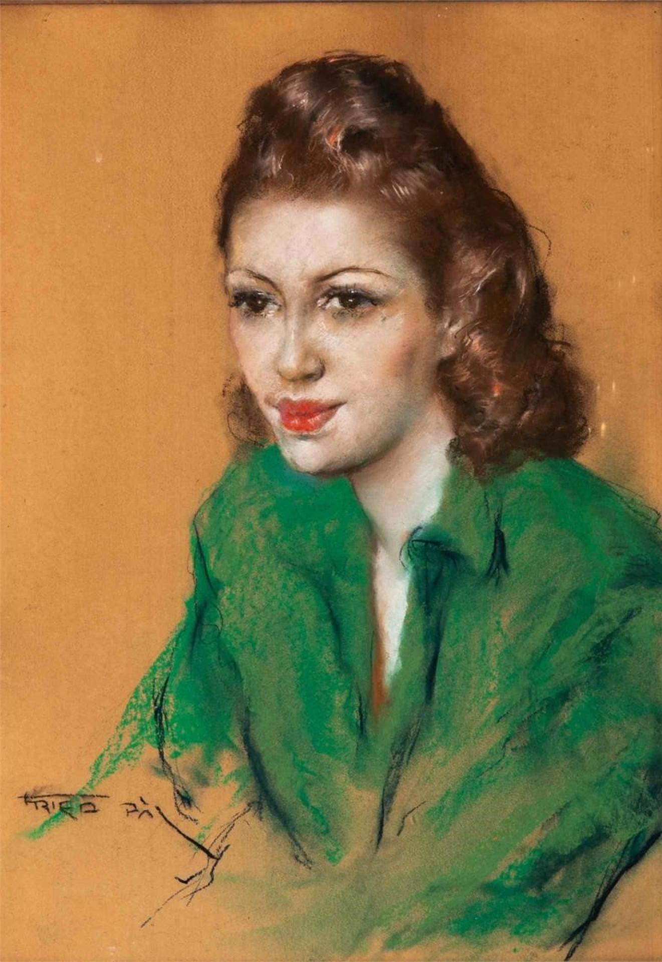 Pál Fried (1893-1976) - Portrait of a Woman in Green