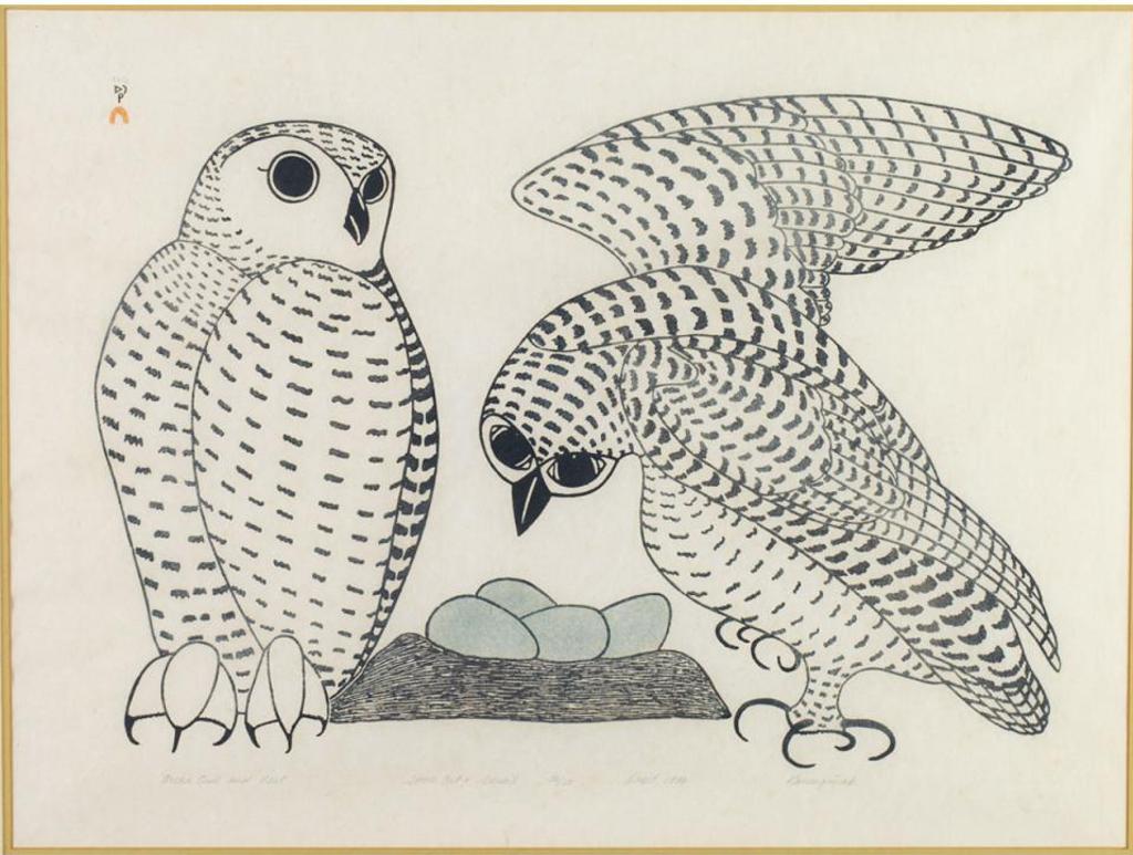 Kananginak Pootoogook (1935-2010) - Arctic Owls And Nest