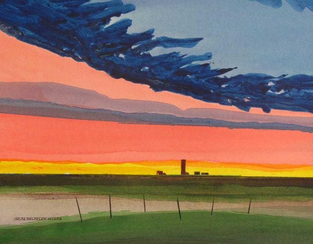 Robert Newton Hurley (1894-1980) - Sun Setting Over A Prairie Landscape; 1973