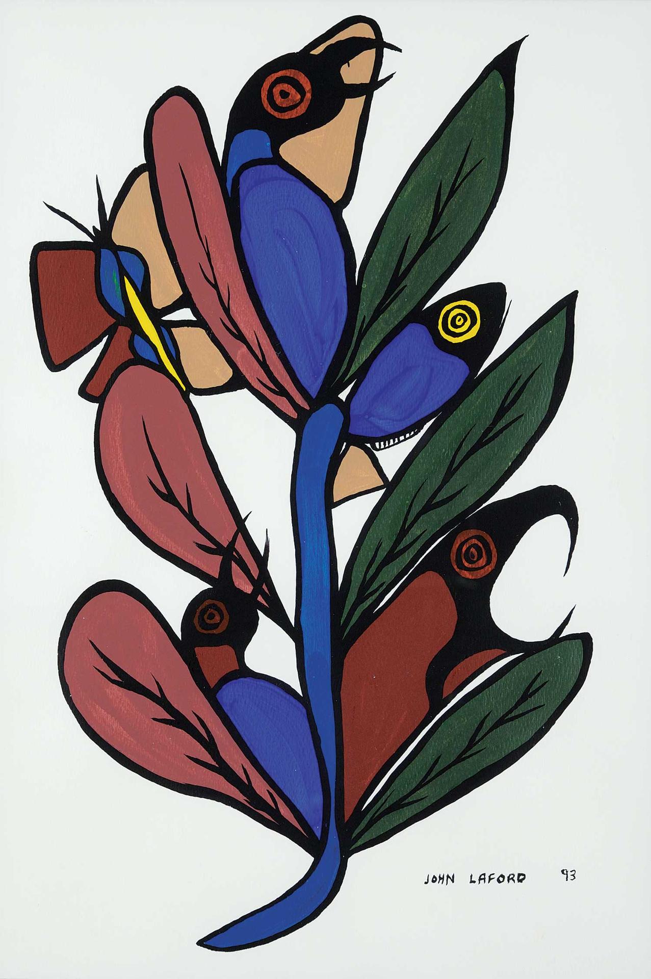 John Eric Laford (1954) - Untitled - Birds in the Leaves