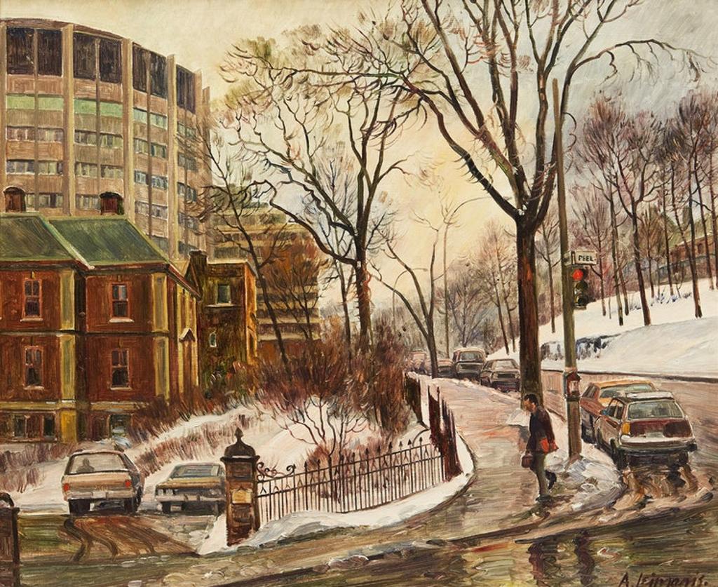 Andris Leimanis (1938) - Late Afternoon- A Winter View of Pine Avenue and Peel Street Looking West