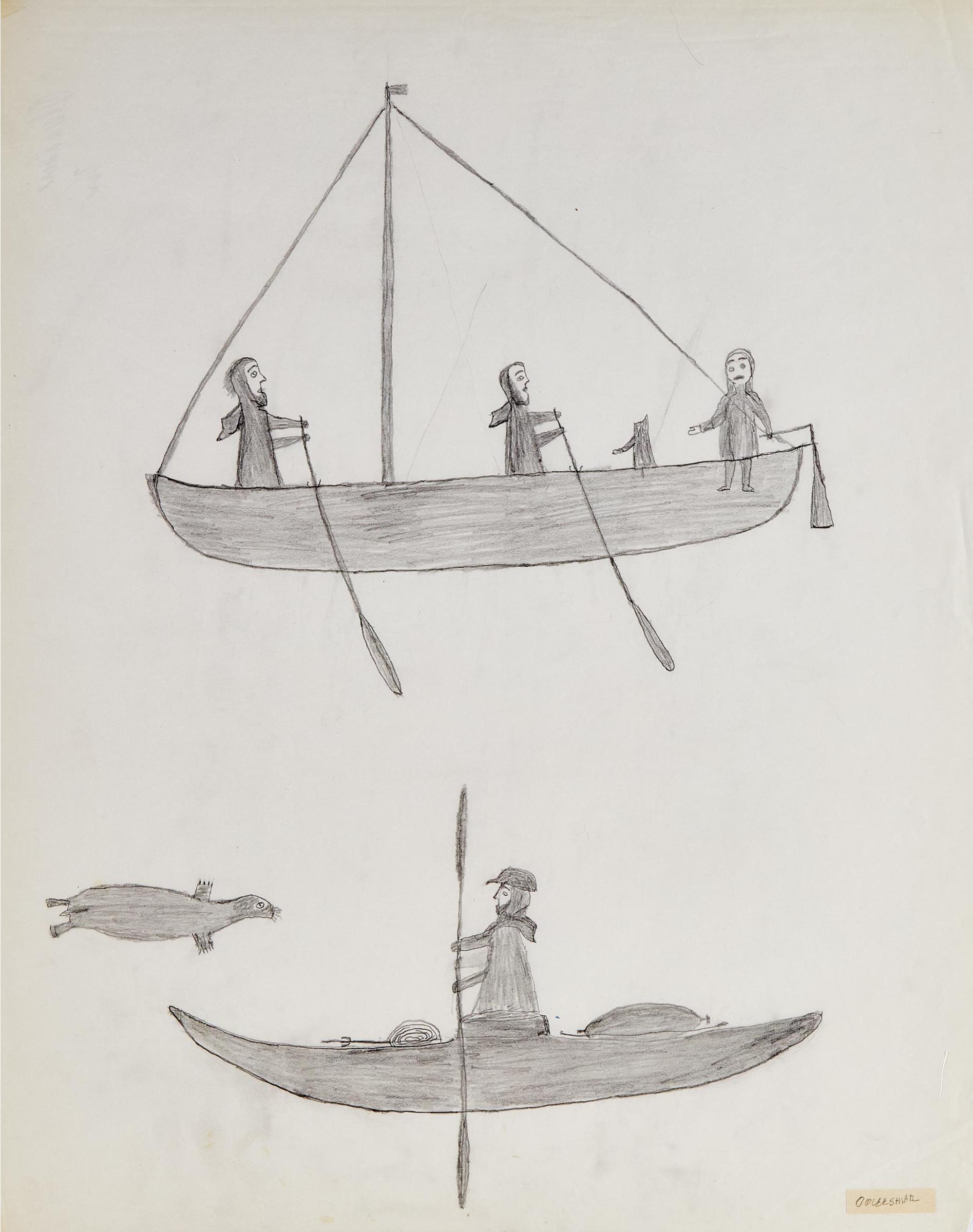 Oshutsiak Pudlat (1908-1992) - Untitled (Kayak And Umiak)