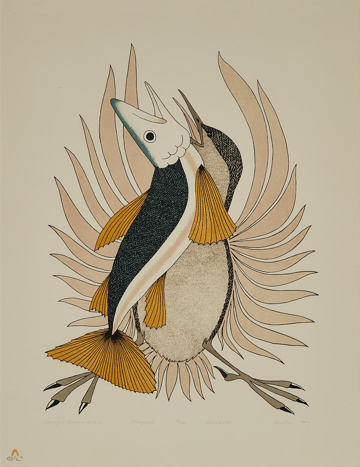 Aoudla Pudlat (1951-2006) - Colourful Bird And Fish