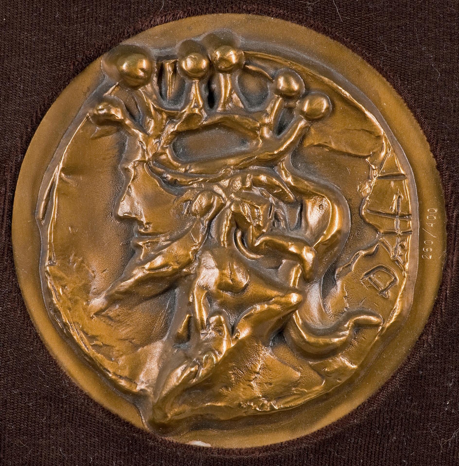 Salvador Dalí (1904-1989) - 'Leda and the King' bronze roundel cast from an original mould by Salvador Dali made at the Hotel des Monniez in Paris.