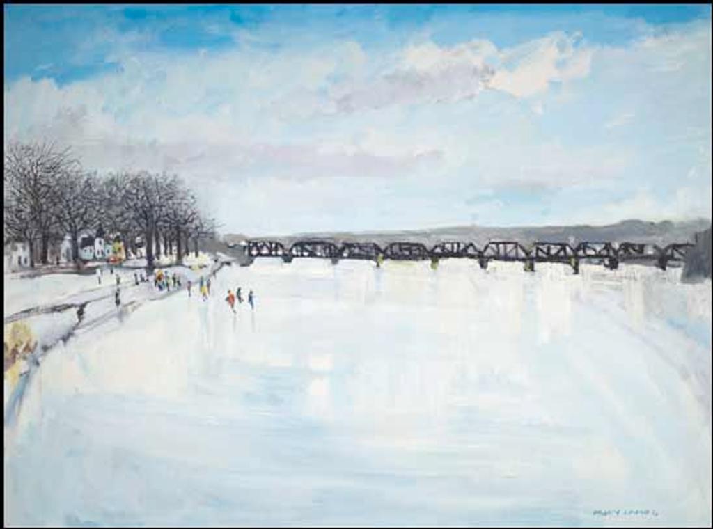Molly Joan Lamb Bobak (1922-2014) - Winter in Fredericton, Skaters on the St. John River