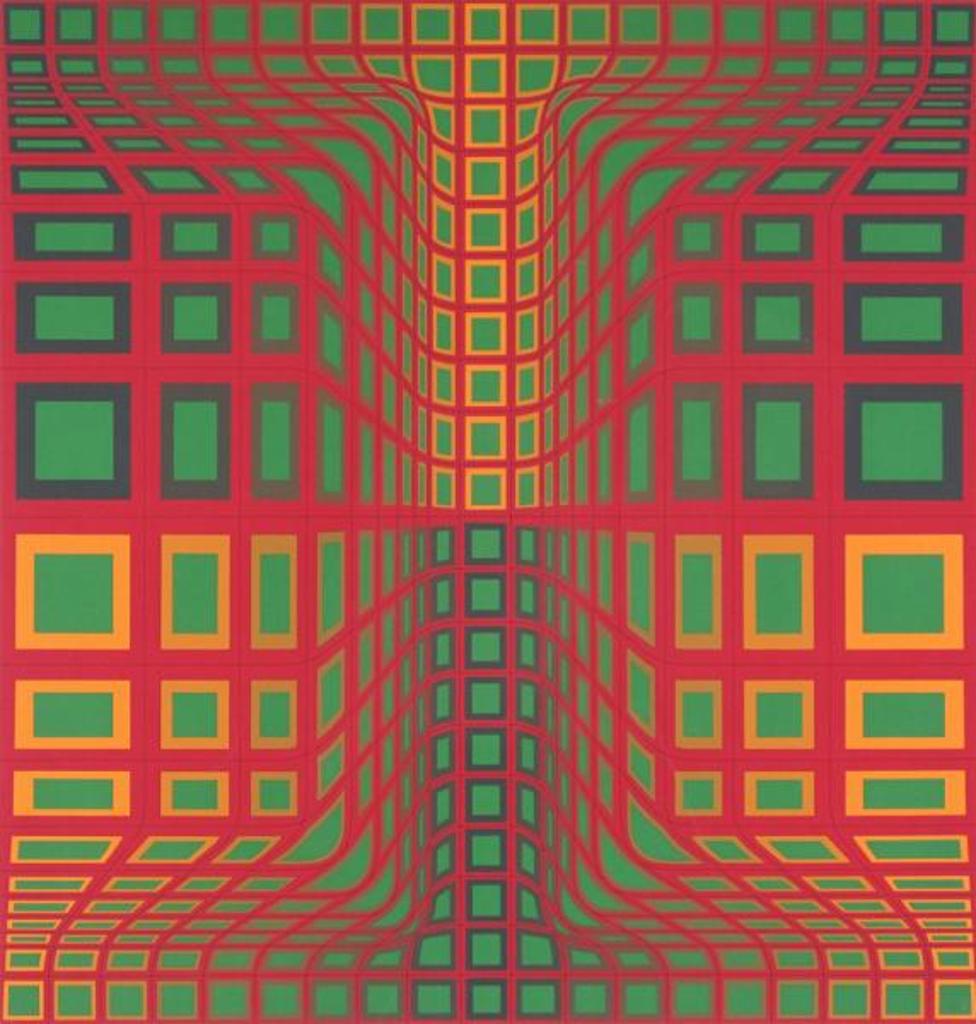 Victor Vasarely (1906-1997) - Composition In Green, Orange And Red
