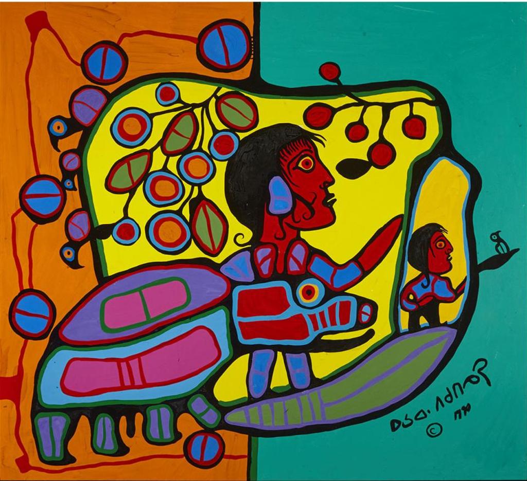 Norval H. Morrisseau (1931-2007) - Norval As Shaman Taking Soul Through Protel (Sic)