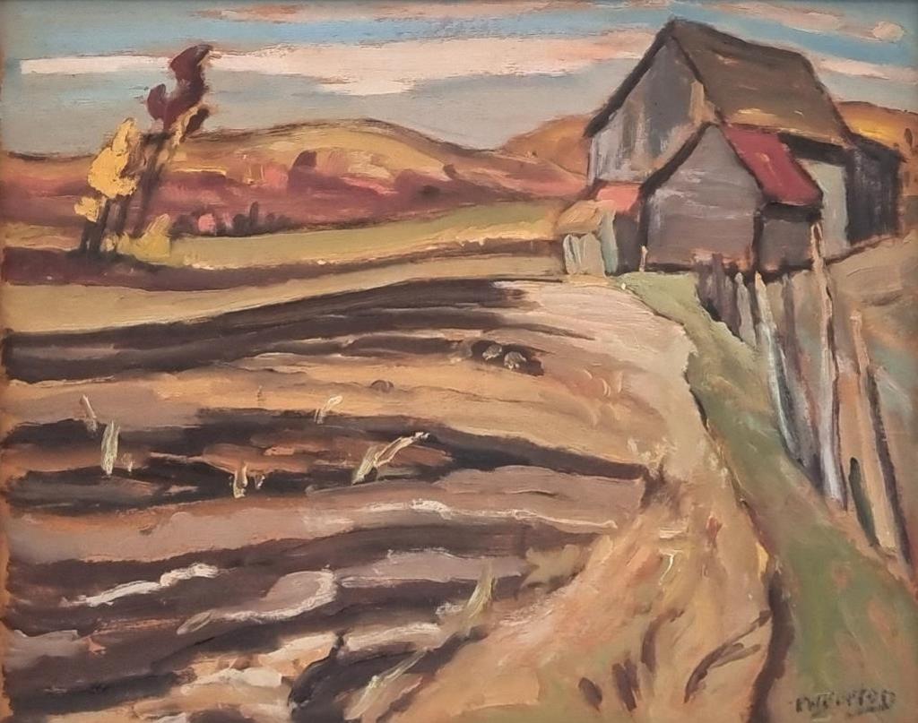 Ralph Wallace Burton (1905-1983) - Barns on the Lievre, Quebec 1958