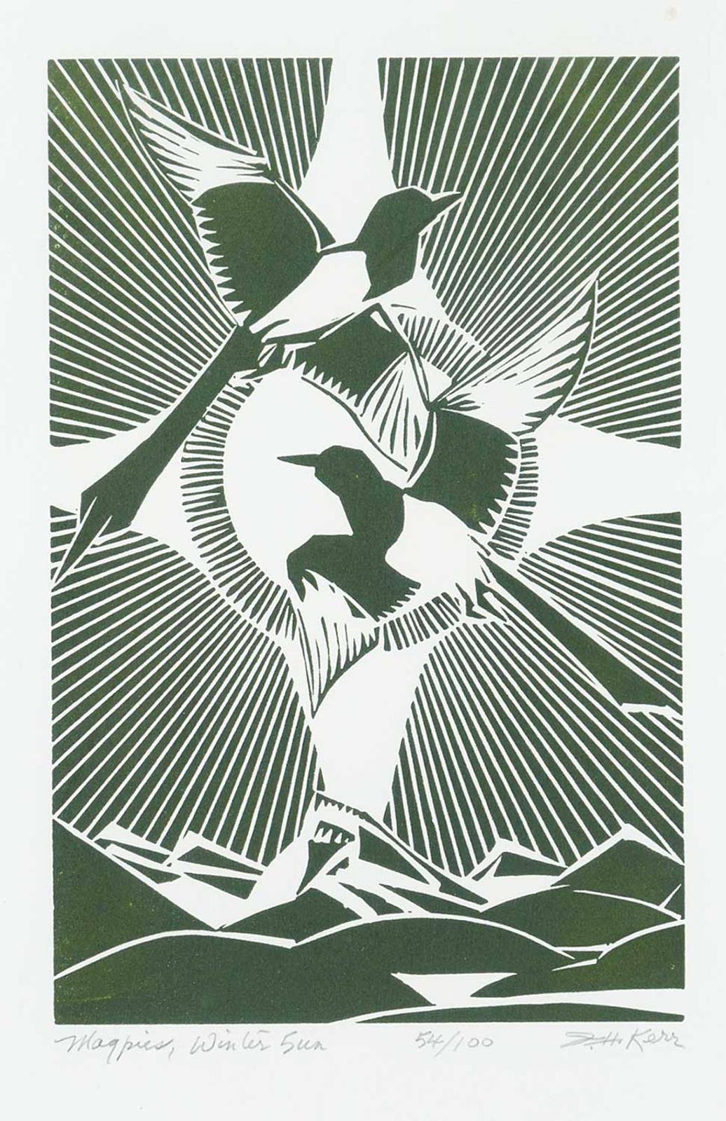 Illingworth Holey (Buck) Kerr (1905-1989) - Magpies, Winter Sun  #54/100