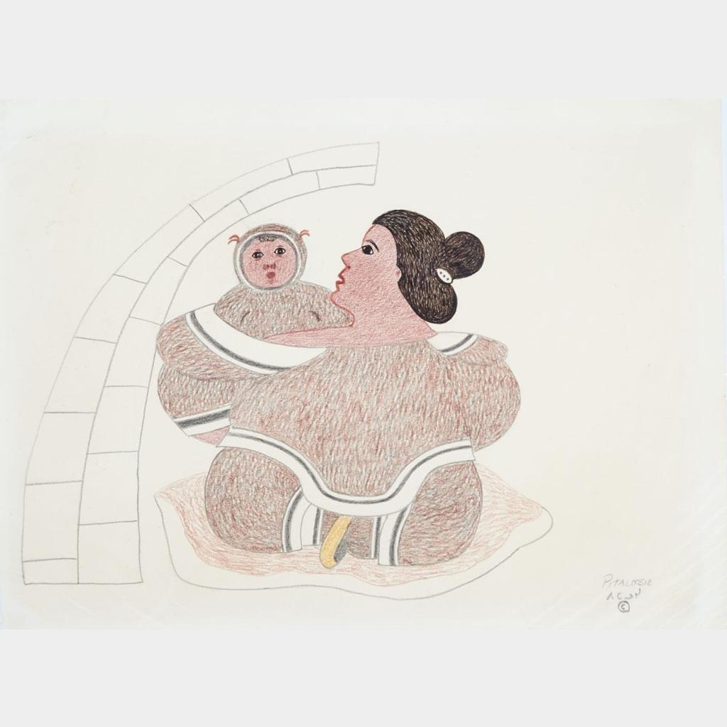 Pitaloosie Saila (1942-2021) - Untitled (Interior Igloo Scene With Mother And Child)
