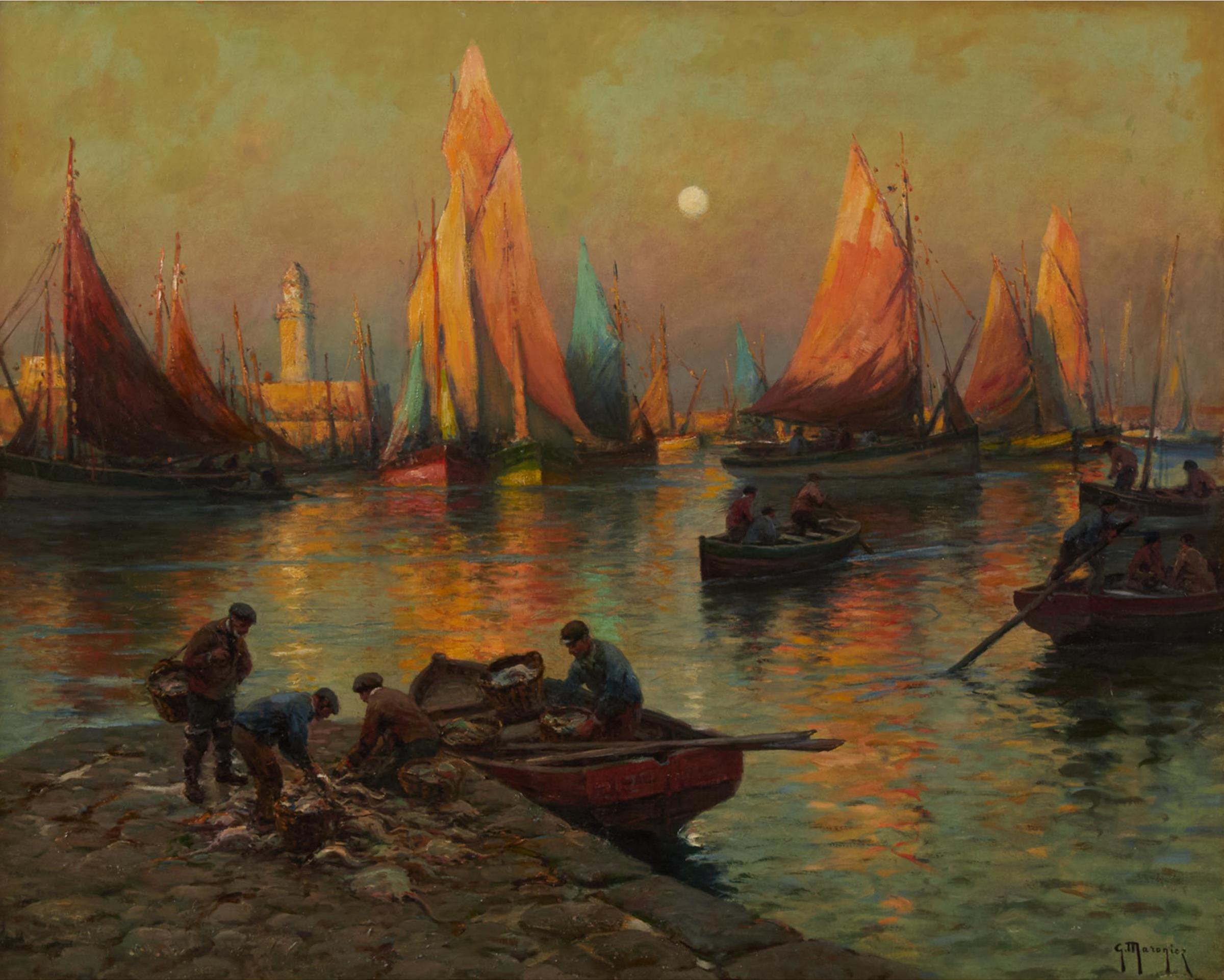 Georges Philibert Charles Maroniez (1865-1933) - Port De Pêche Au Crépuscule