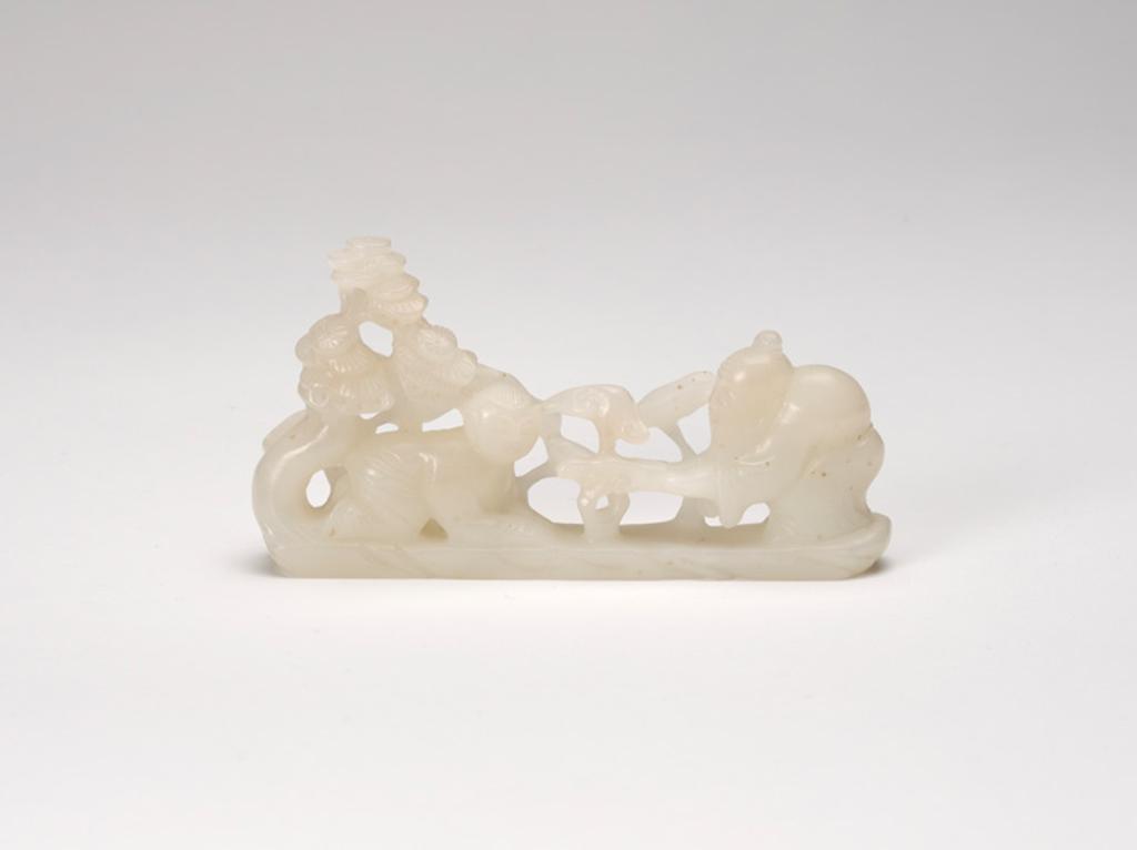 Chinese Art - A Chinese Pale Celadon Jade Scholar and Attendant Group