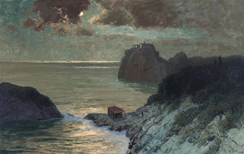 Alfred Zoff (1852-1927) - Mondnacht bei Boccadasse (bei Genua)