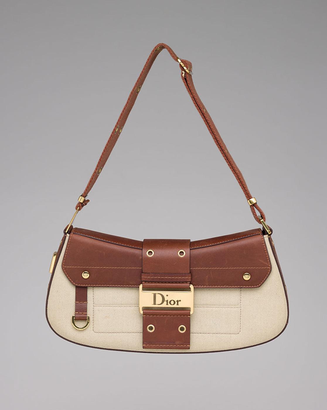 Dior - A STREET CHIC BROWN AND CREAM BEIGE COLUMBUS AVENUE BAG