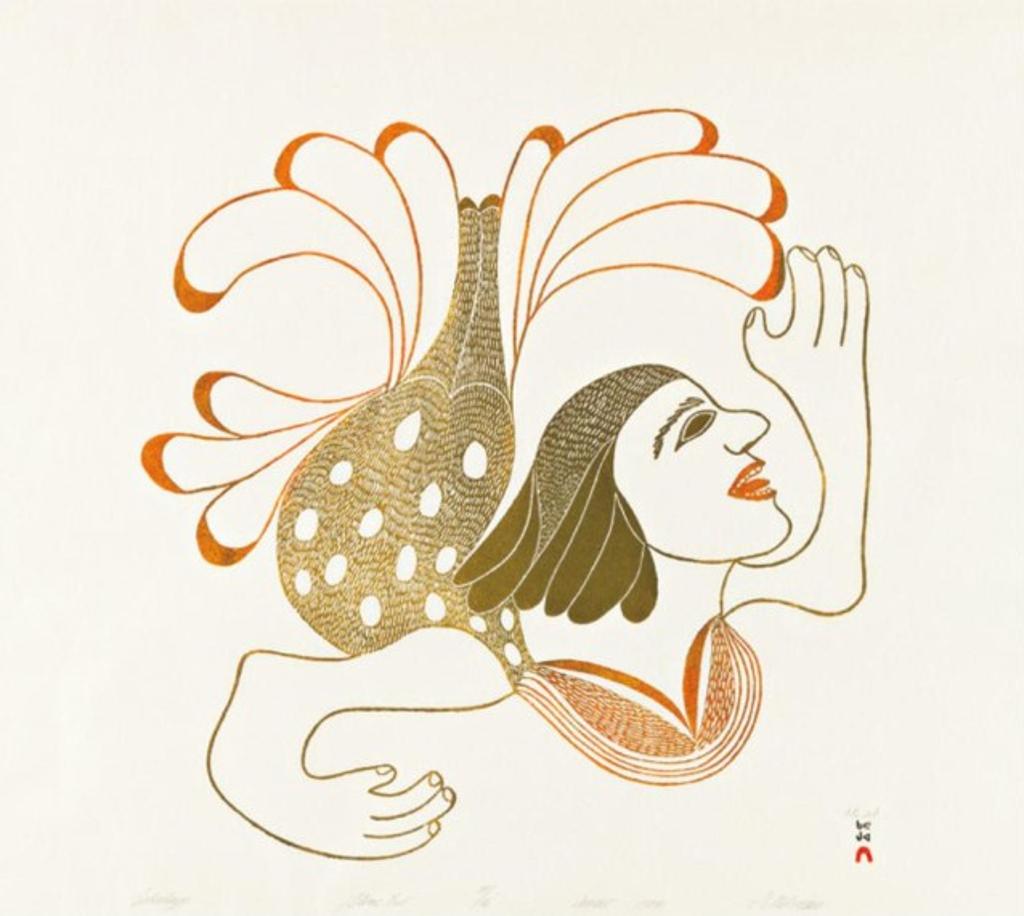 Pitaloosie Saila (1942-2021) - Taleelayo, 1974 #30, stonecut, 35/50, 22.5 x 25.75 in, 57.2 x 65.5 cm sight, 30.75 x 33.75 in, 78.1 x 85.8 cm framed