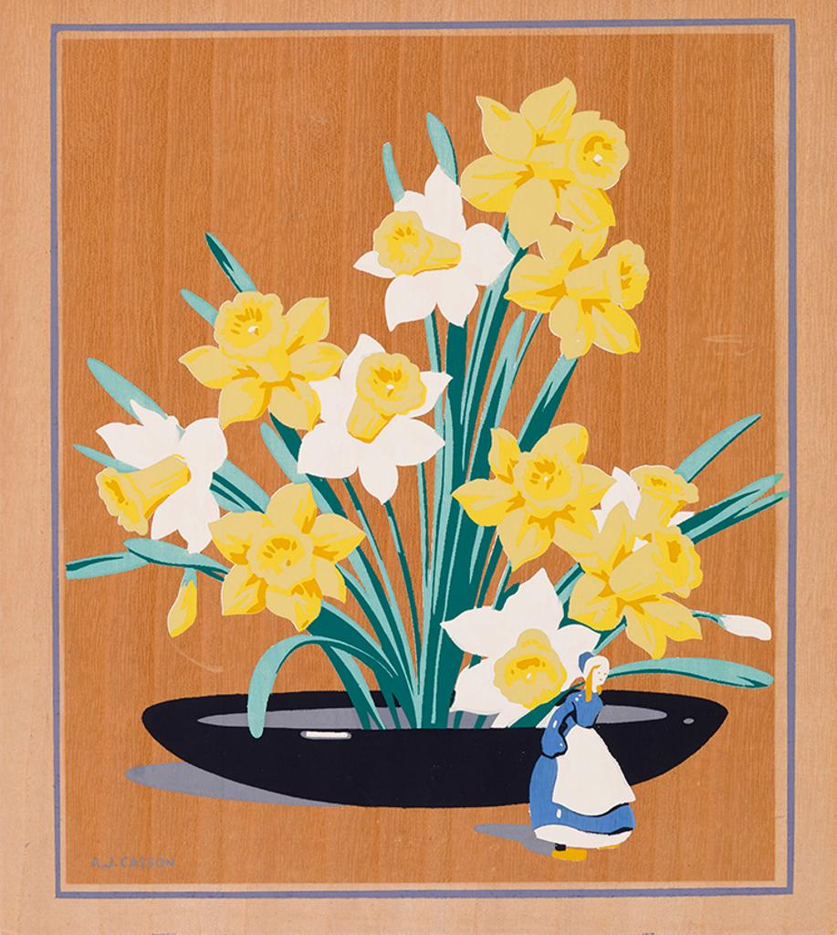 Alfred Joseph (A.J.) Casson (1898-1992) - Daffodils with Figurine