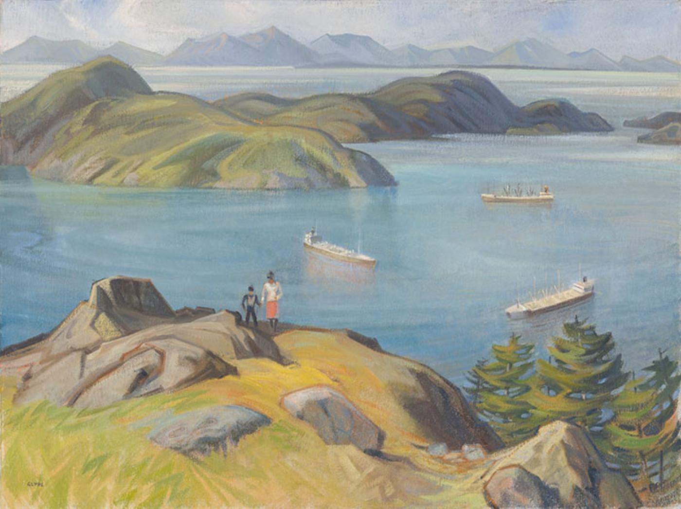 Henry George Glyde (1906-1998) - Distant Mainland from Pender Island