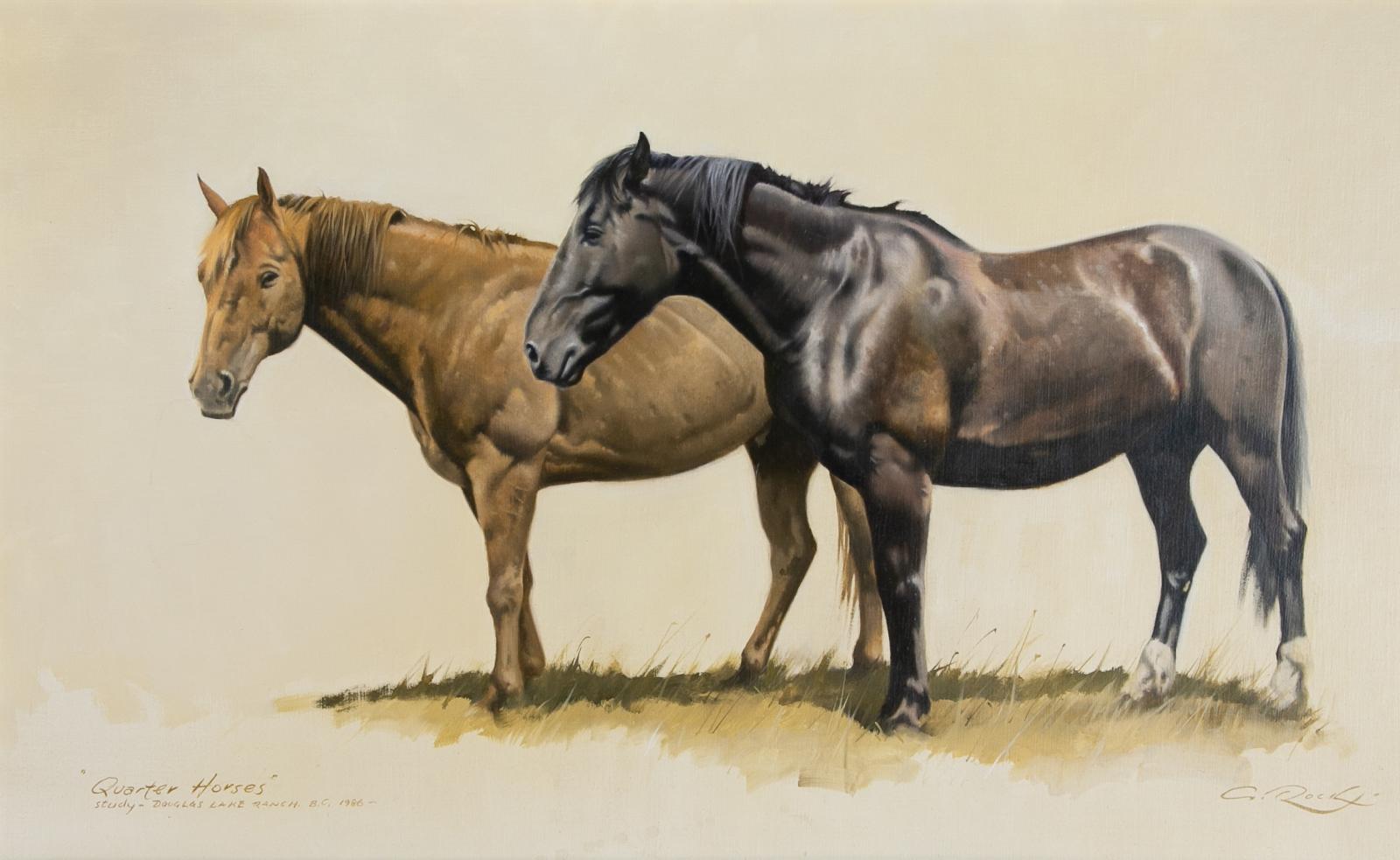 Geoffrey Allan Rock (1923-2000) - Quarter Horses - Study Douglas Lake Ranch, Bc, 1986