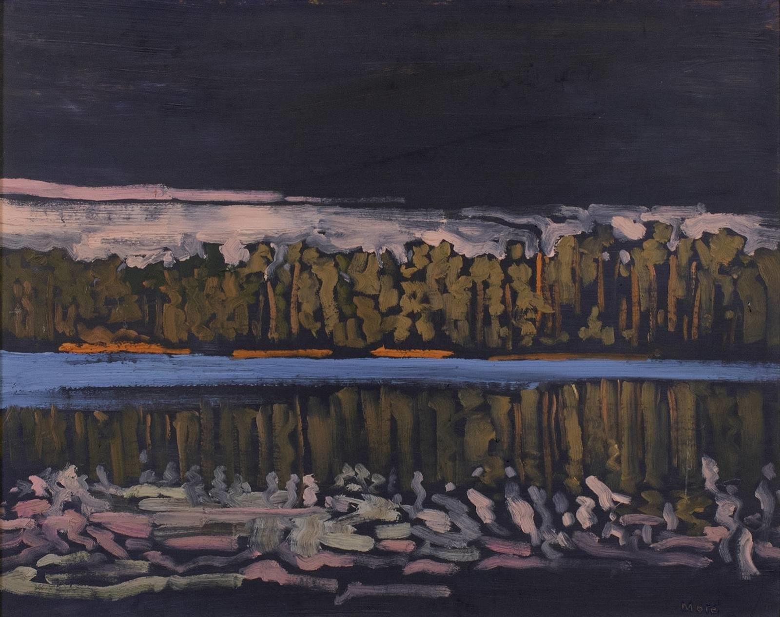 David John More (1947) - Sky + Water Formations At Dusk - Pabineau Lake, N.B.; 1979
