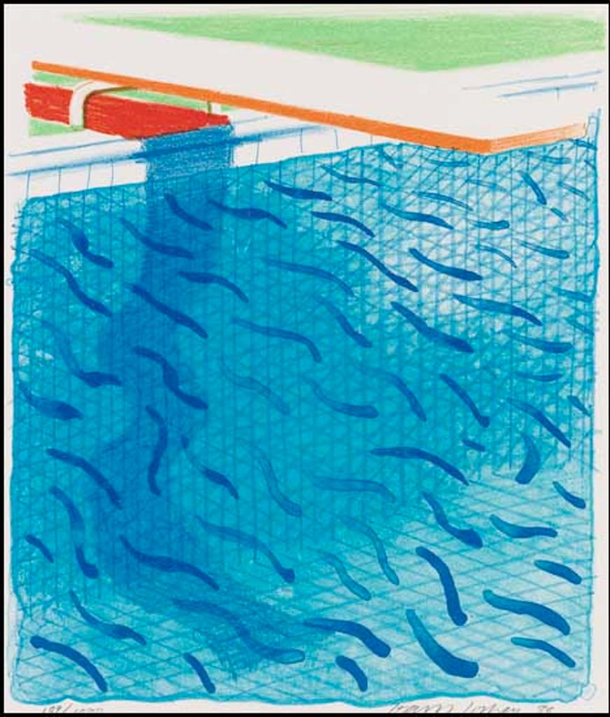 David Hockney (1937) - Pool Made with Paper and Blue Ink for Book