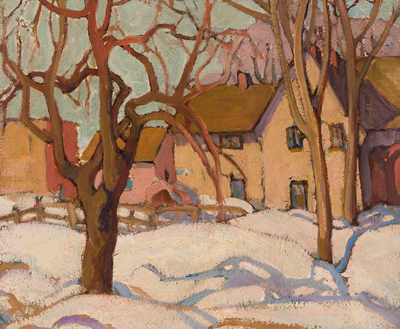 Henrietta Mabel May (1877-1971) - Farmhouse and Snow Shadows