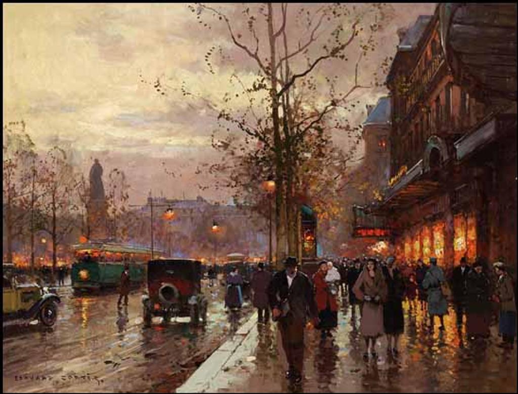 Edouard Léon Cortès (1882-1969) - Rainy Paris Evening