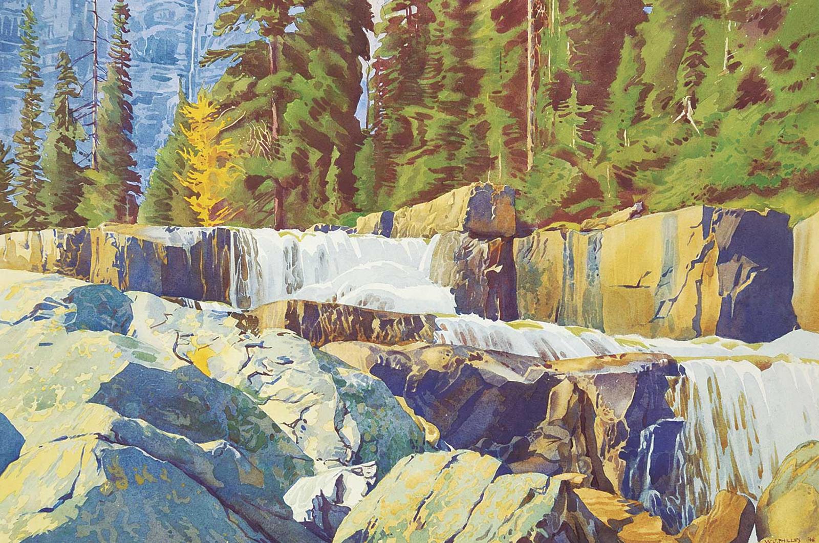 Walter Joseph (W.J.) Phillips (1884-1963) - Untitled - Alpine Waterfall