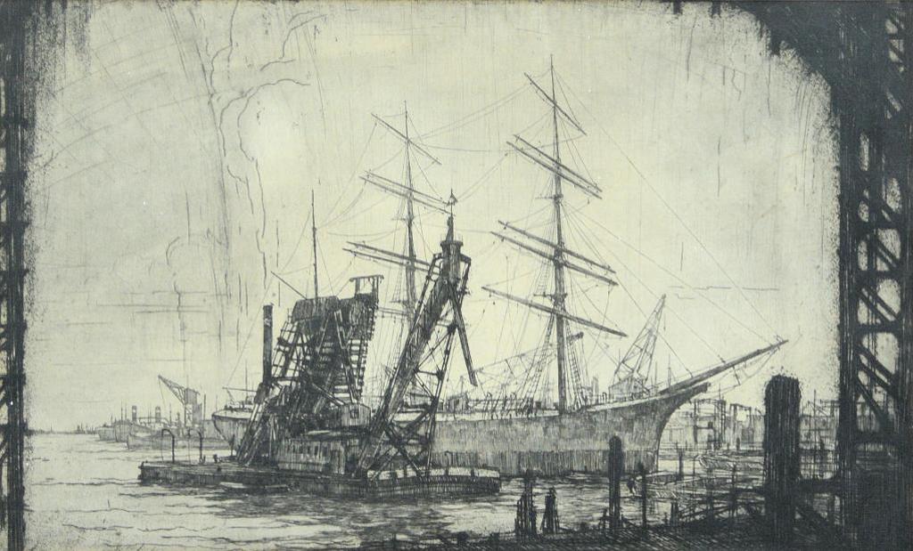 Gerrit Van Duffelen (1889-1967) - Ship in Harbour