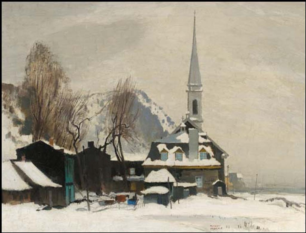 George Franklin Arbuckle (1909-2001) - Arriving at a Church on a Horse-Drawn Sleigh