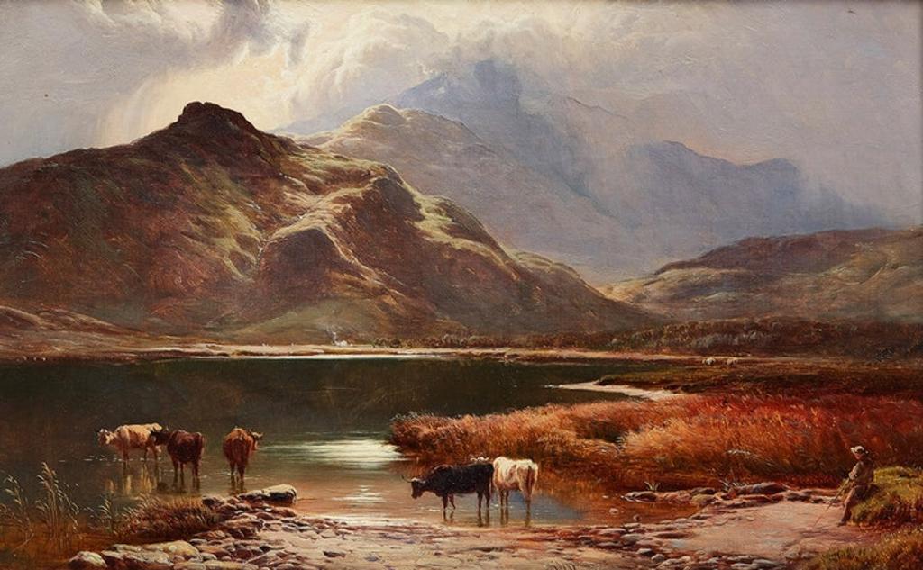 Sidney Richard Percy (1821-1886) - Cattle Watering, Scottish Highlands