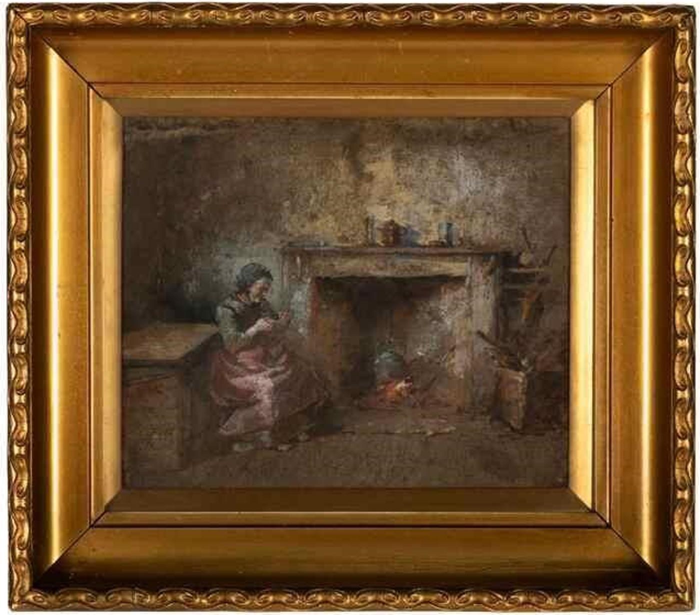 Bara S. Peddie (1848-1946) - Elderly woman sewing (1898)