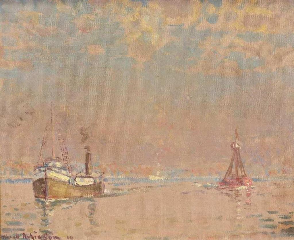 Albert Henry Robinson (1881-1956) - Shipping On The St. Lawrence; 1910