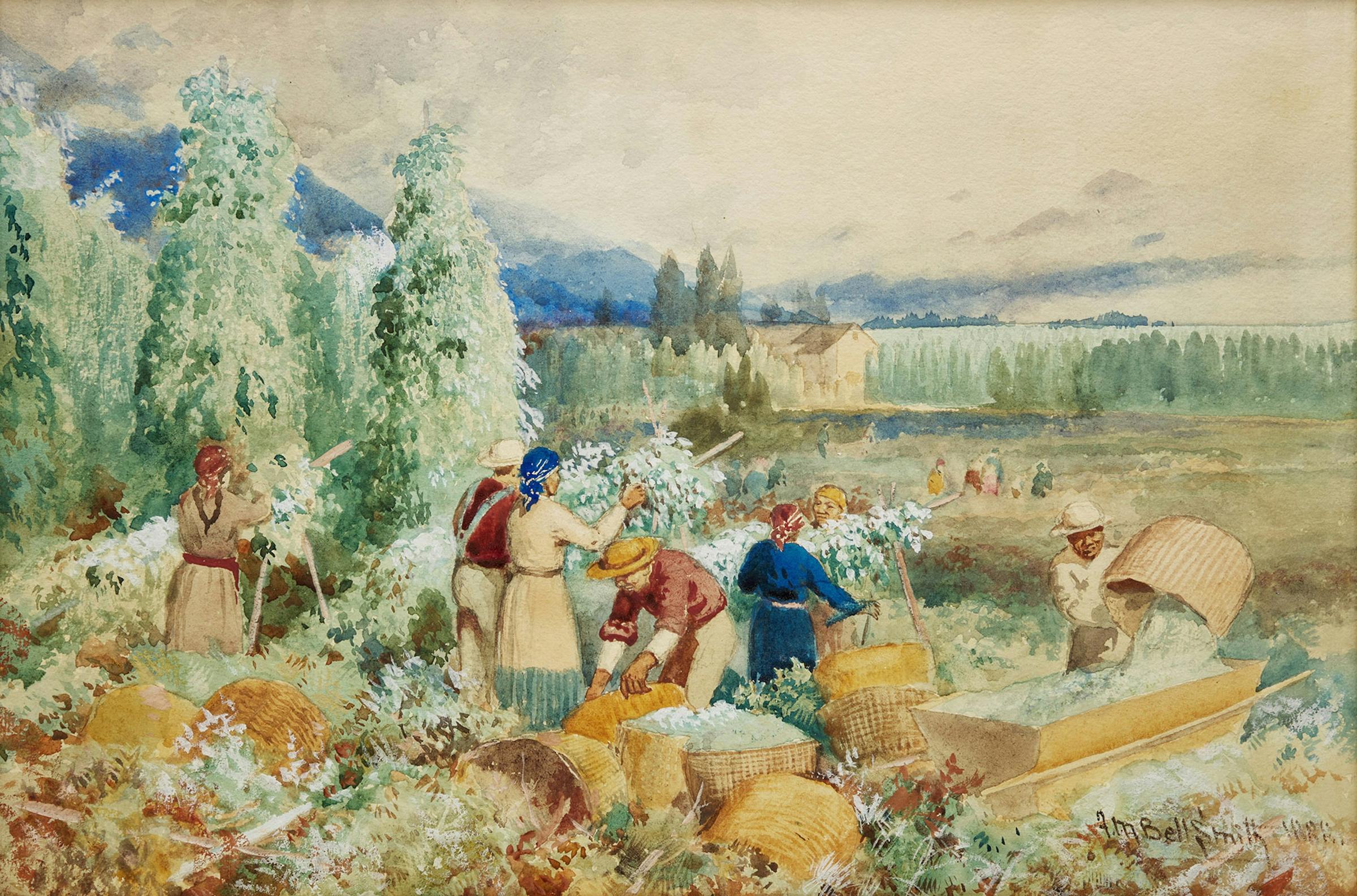 Frederic Martlett Bell-Smith (1846-1923) - Harvesting Hops, British Columbia