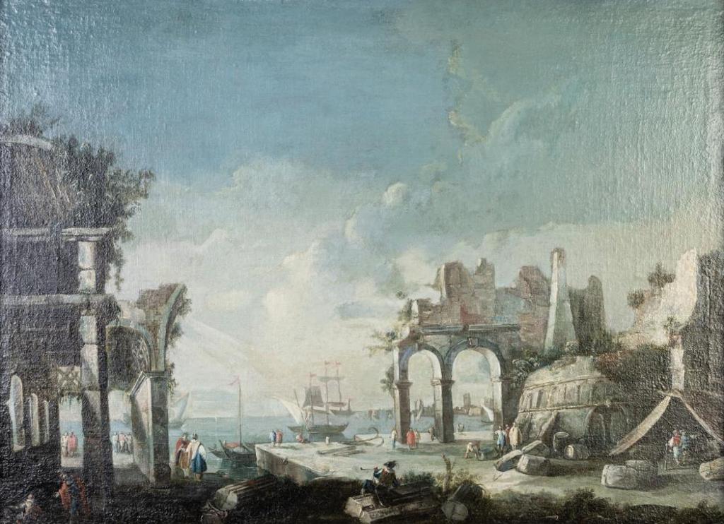 Luca Carlevarijs Italian (1663-1729) - Landscape with Harbour View