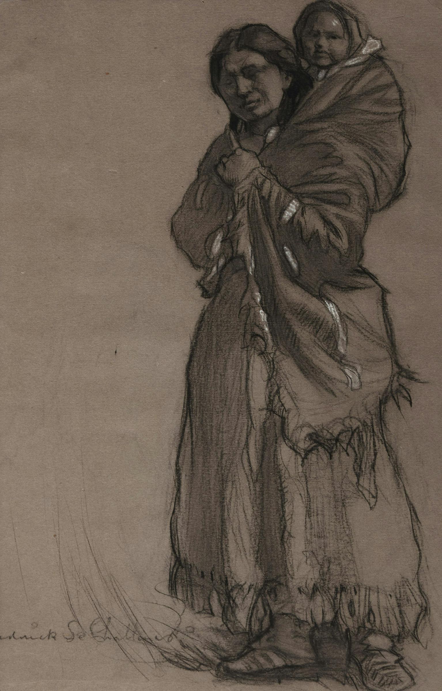 Frederick Sproston Challener (1869-1958) - First Nations Mother and Child, Study for 