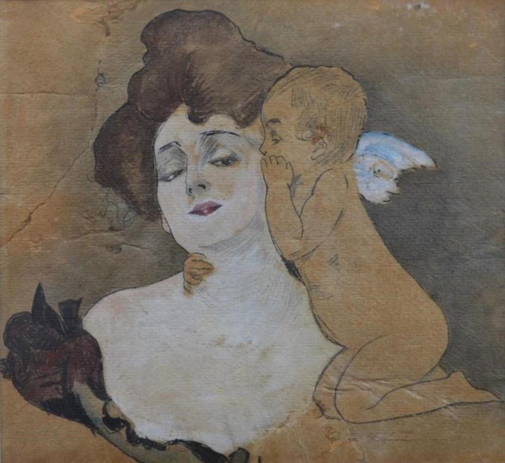 Charles Dana Gibson (1867-1944) - Portrait of a Woman and Whispering Cherub