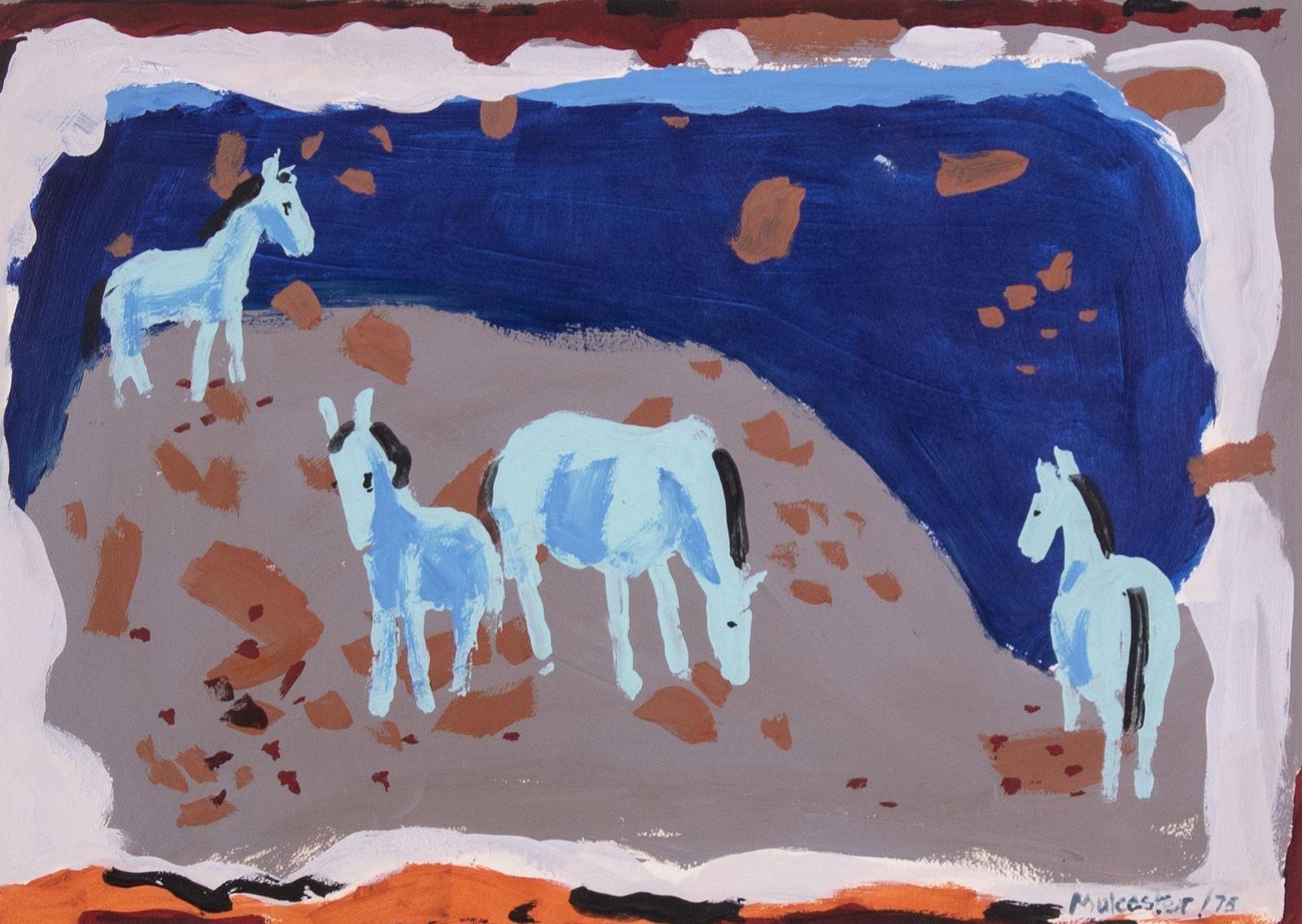 Wynona Croft Mulcaster (1915-1985) - Four Blue Horses; 1975