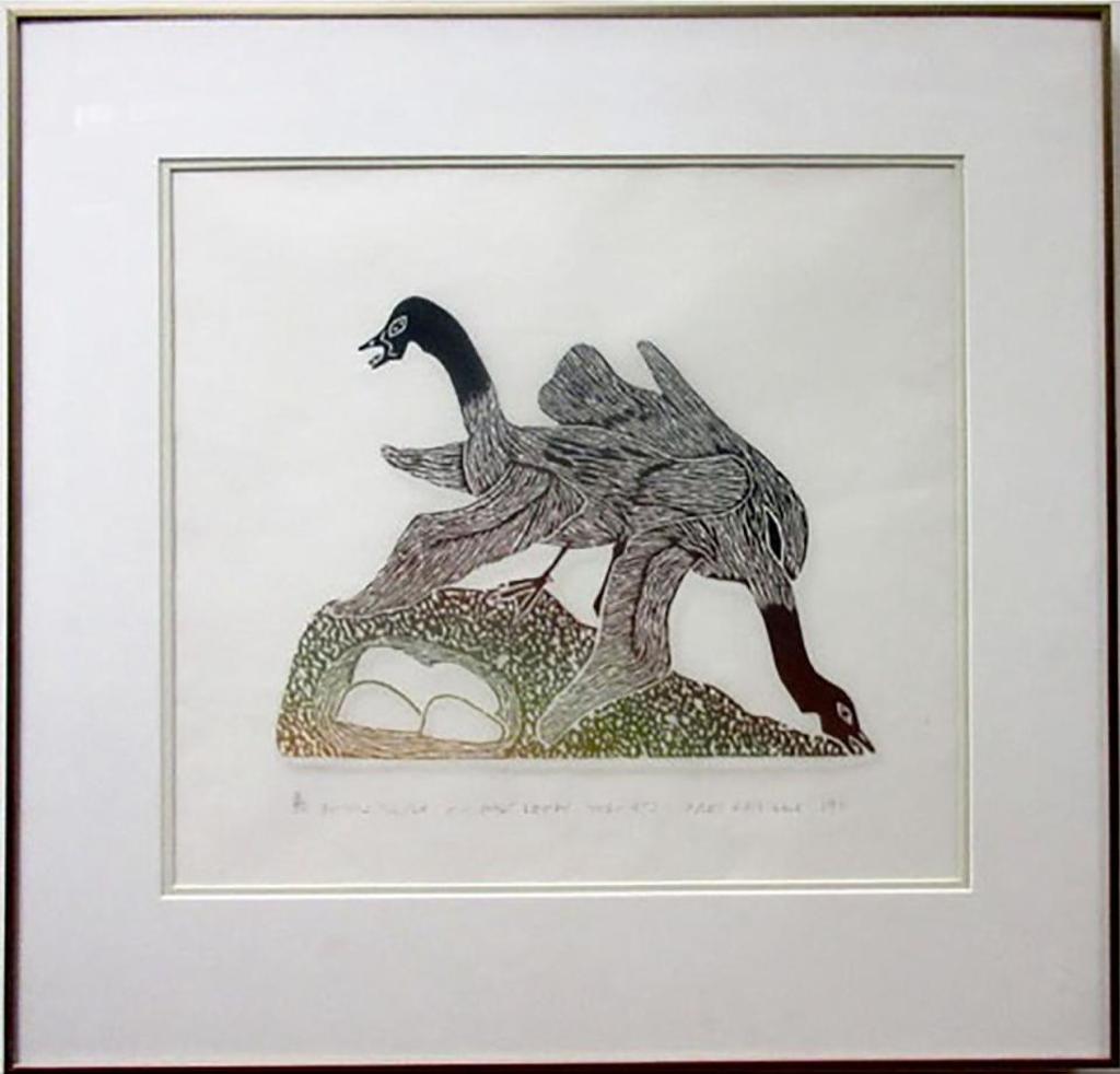Syollie Arpatuk Amituk (1936-1986) - Geese Laying Eggs In Spring