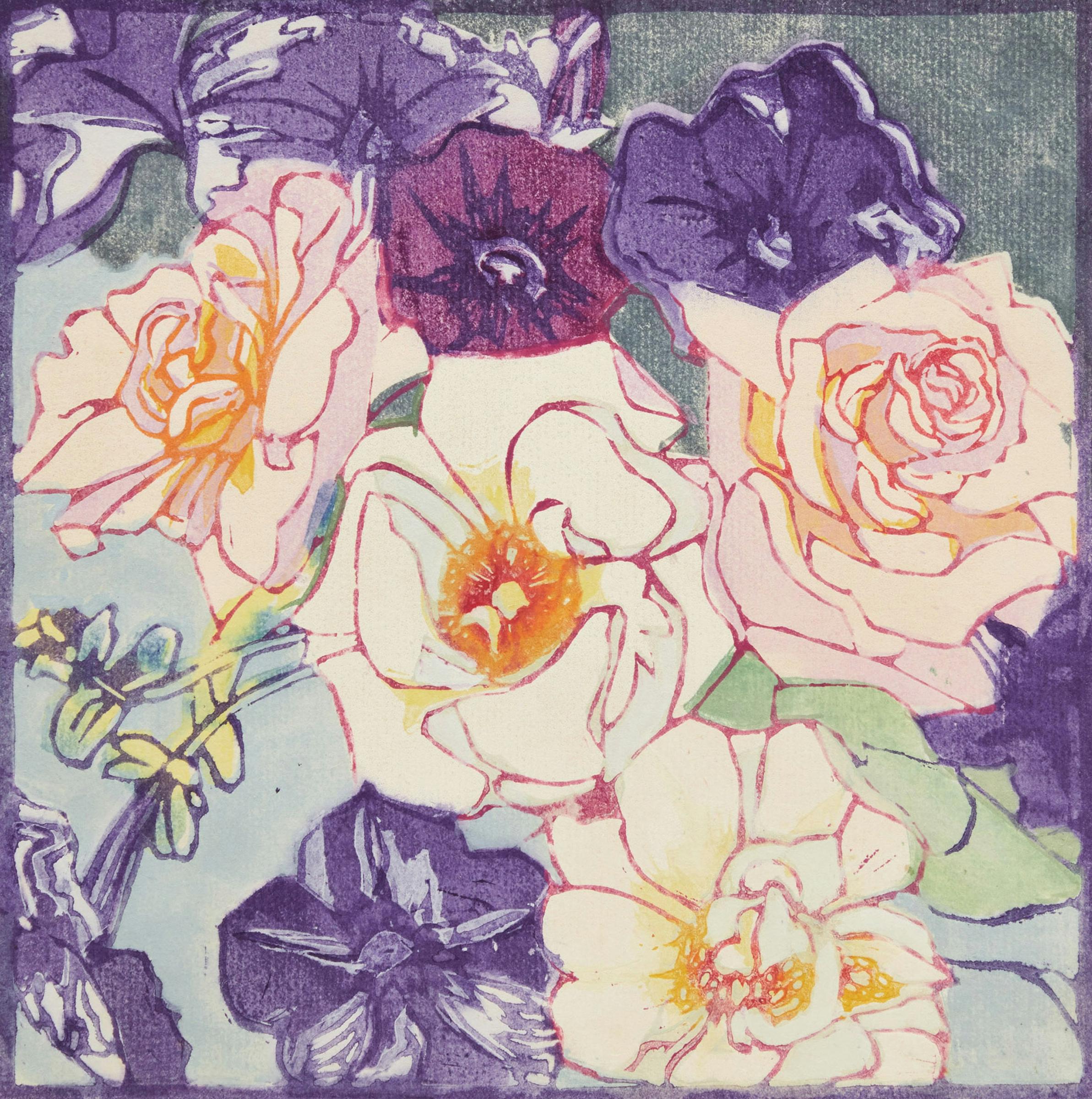 Mary Evelyn Wrinch (1877-1969) - Roses and Petunias; Water Lilies; Snowdrops