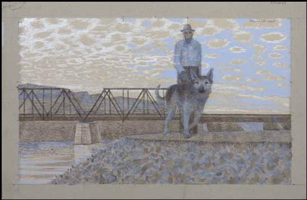 Alexander (Alex) Colville (1920-2013) - Seeing-eye Dog, Man and Bridge