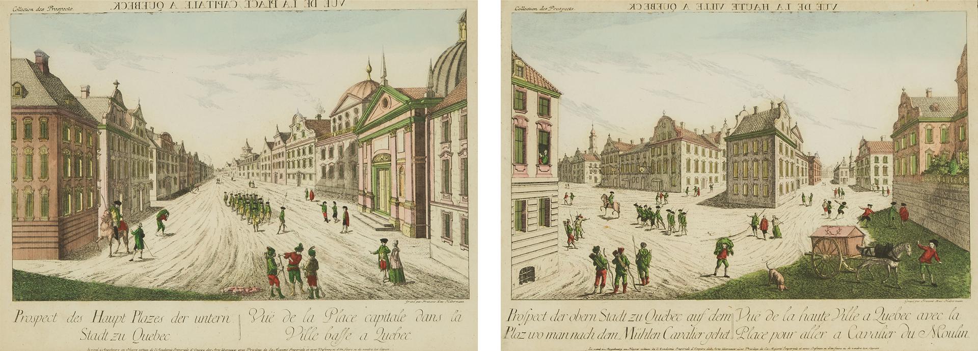 Franz Xavier Habermann (1721-1796) - Vue De La Haute Ville À Quebeck & Vue De La Place Capital À Quebeck