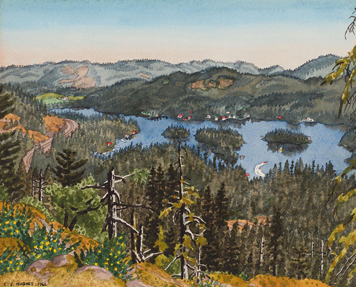 Edward John (E. J.) Hughes (1913-2007) - Looking South Over Shawnigan Lake