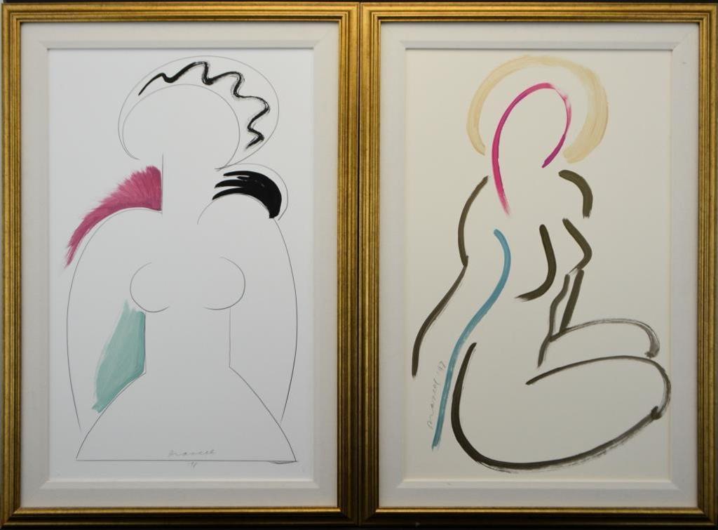 Joseph Drapell (1940) - Pair of Untitled Abstract Women