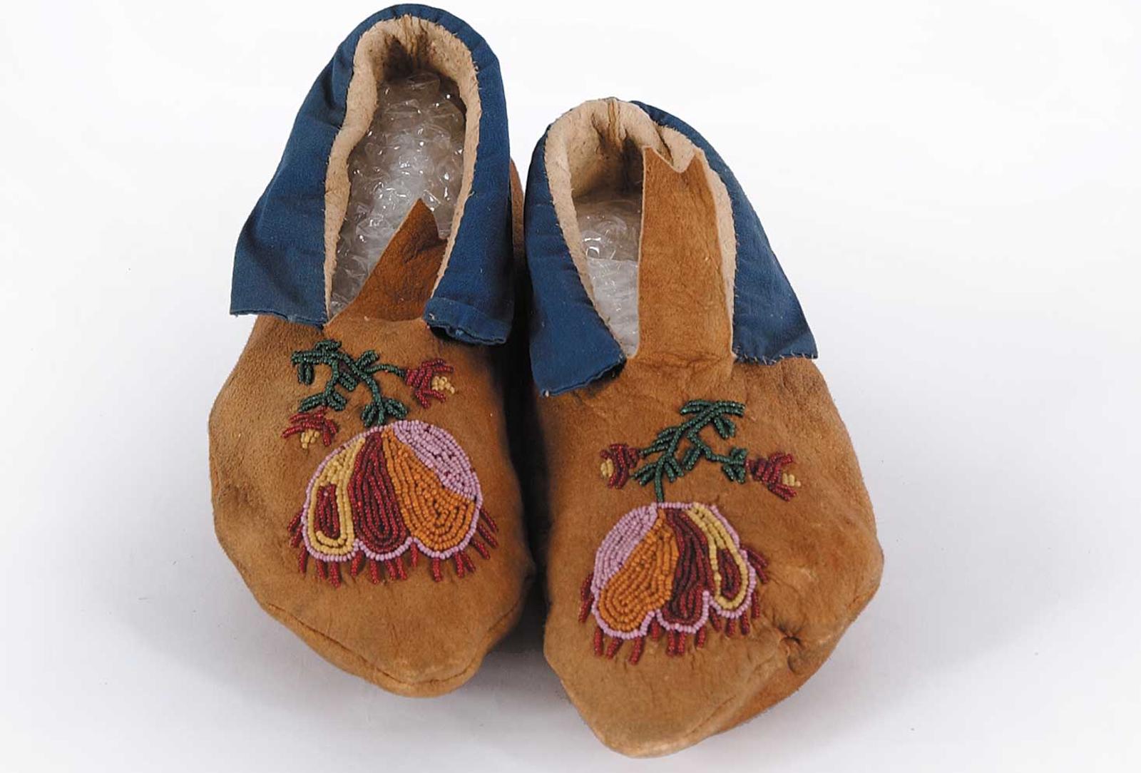 First Nations Basket School - Pair of Embroidered Child Moccasins