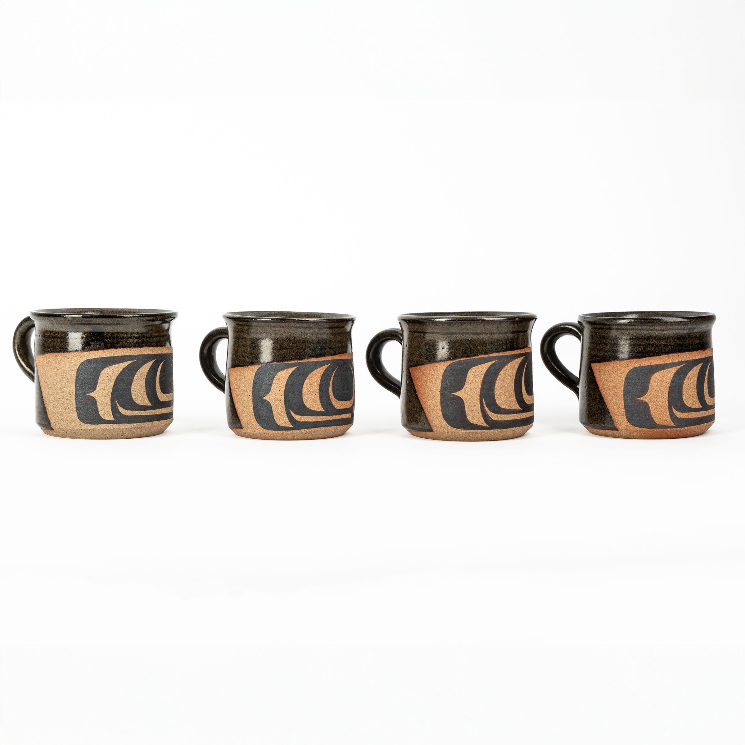 Judith Cranmer - Four Ceramic Cups With Northwest Coast Design