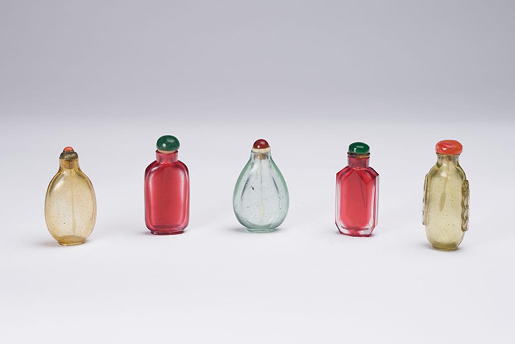 Chinese Art - Five Chinese Glass Snuff Bottles, 19th Century