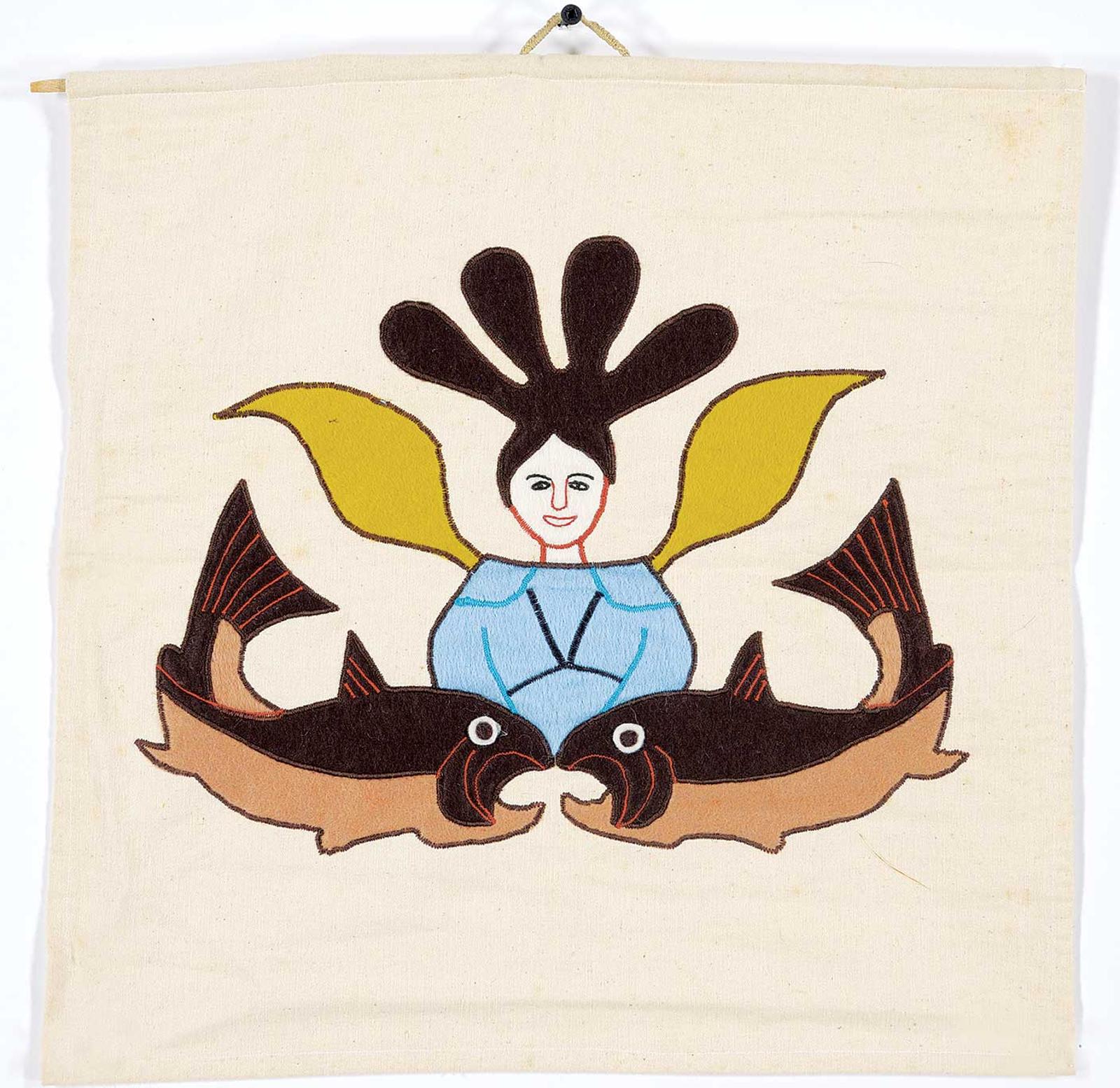 School [Barnabus Arnasungaaq] Inuit - Untitled - Woman and Two Fish Wall Hanging