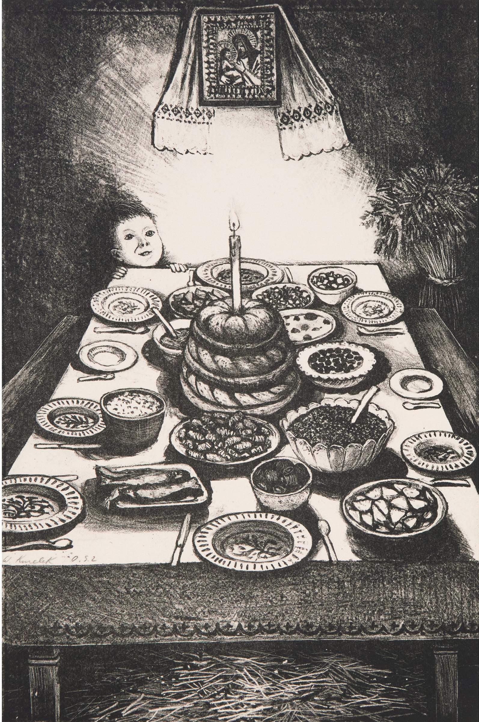 William Kurelek (1927-1977) - Ukrainian Christmas Eve Feast, 1973