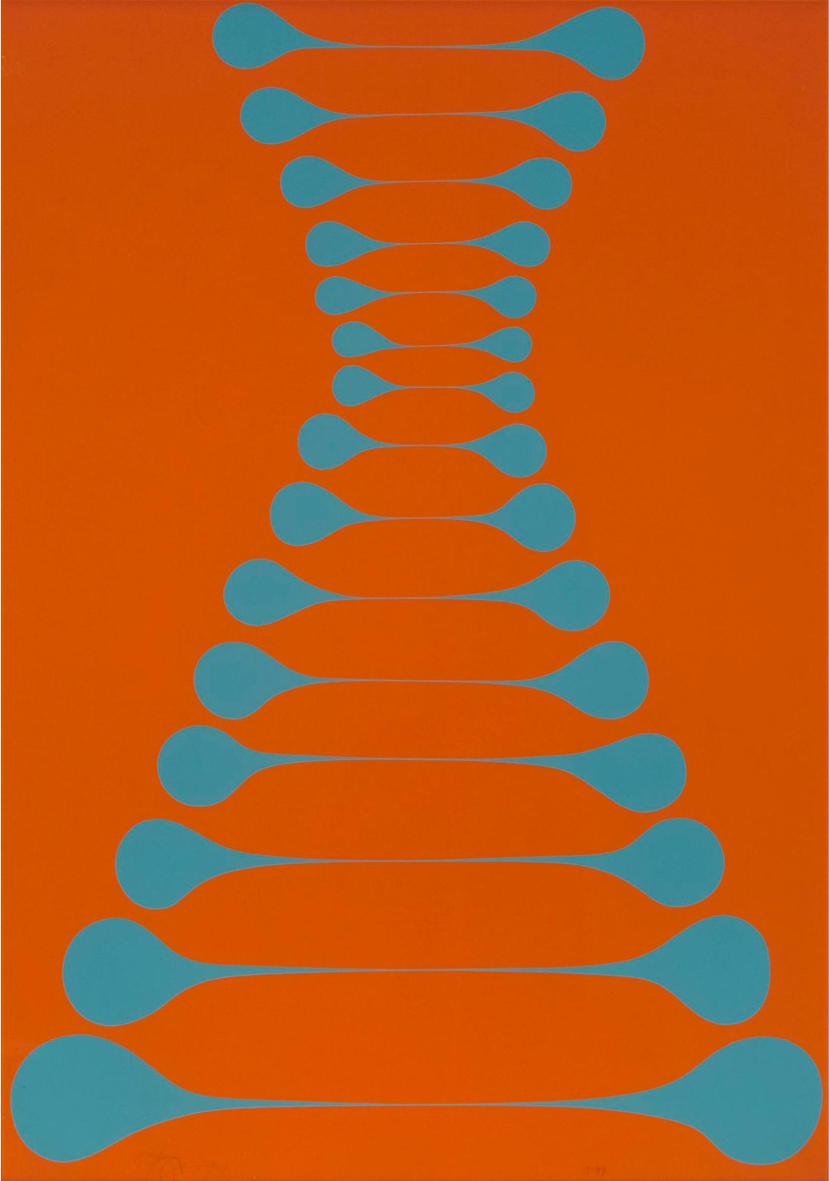 Harold Barling Town (1924-1990) - Stretch, Blue On Orange, 1971